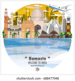 Republic Of India Landmark Global Travel And Journey Background Vector Design Template