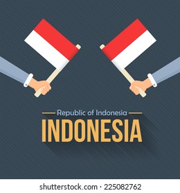 Republic of Indonesia National Celebration Card, Flat Background, Badges Vector Template