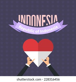 Republic of Indonesia National Celebration Card, Flat Background, Badges Vector Template 