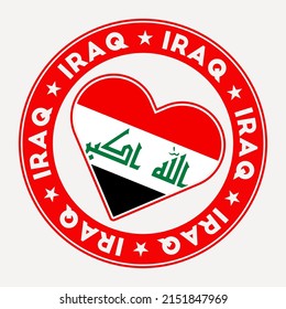 Republic of Iraq heart flag badge. From Republic of Iraq with love logo. Support the country flag stamp. Vector illustration.