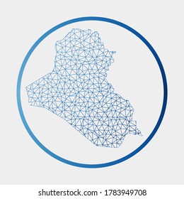 Republic of Iraq icon. Network map of the country. Round Republic of Iraq sign with gradient ring. Technology, internet, network, telecommunication concept. Vector illustration.