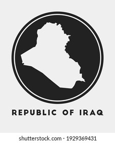 Republic of Iraq icon. Round logo with country map and title. Stylish Republic of Iraq badge with map. Vector illustration.