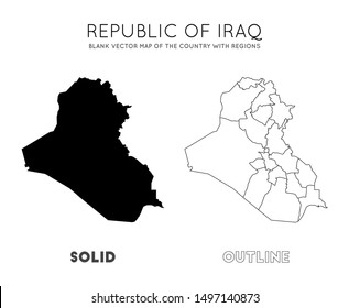 Republic of Iraq map. Blank vector map of the Country with regions. Borders of Republic of Iraq for your infographic. Vector illustration.