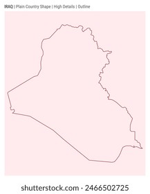 Republic of Iraq plain country map. High Details. Outline style. Shape of Republic of Iraq. Vector illustration.