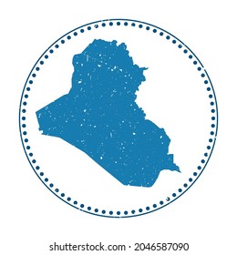 Republic of Iraq sticker. Travel rubber stamp with map of country, vector illustration. Can be used as insignia, logotype, label, sticker or badge of the Republic of Iraq.