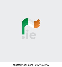 Republic of ireland flag icon. Original simple design of the irish flag, map marker. Design element, template national poster with ie domain. State patriotic banner of ireland. Vector illustration