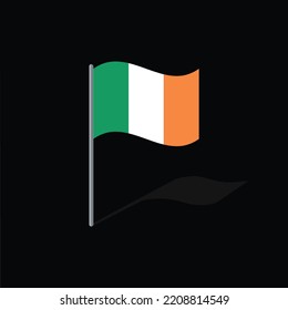 Republic Of Ireland flag on pole vector graphics