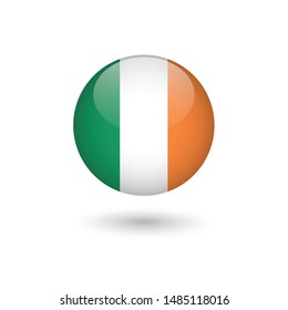 Republic of Ireland flag - round glossy button, Vector image and icon