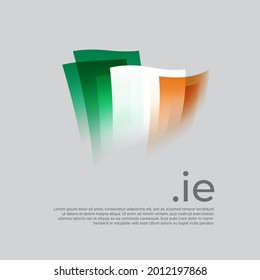 Republic of ireland flag. Vector stylized design national poster on white background. Irish flag painted with abstract brush strokes. Tricolor. State banner ireland, cover, ie domain, place for text