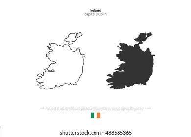 Republic of Ireland isolated map and official flag icons. vector Irish political map icons over white background. EU geographic banner template