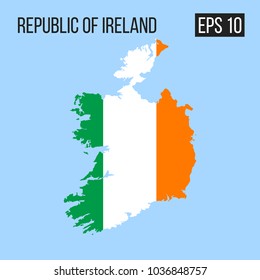 Republic of Ireland map border with flag vector EPS10
