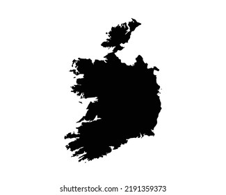 Republic Of Ireland Map. Irish Country Map. Black And White Ireland National Nation Outline Geography Border Boundary Shape Territory Vector Illustration EPS Clipart