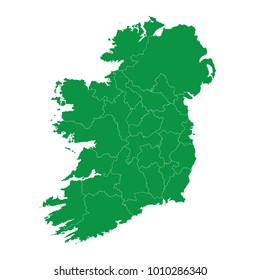 Republic of Ireland map isolated on transparent background. high detailed Green map of Republic of Ireland. Vector illustration eps 10.