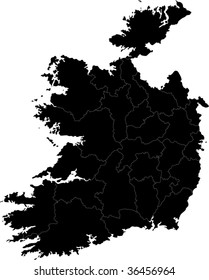 Mapa de la República de Irlanda con las fronteras regionales