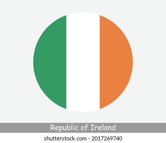 Republic of Ireland Round Circle Flag. Irish Circular Button Banner Icon. EPS Vector svg