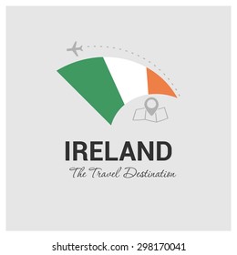 Republic of Ireland The Travel Destination logo - Vector travel company logo design - Country Flag Travel and Tourism concept t shirt graphics - vector illustration