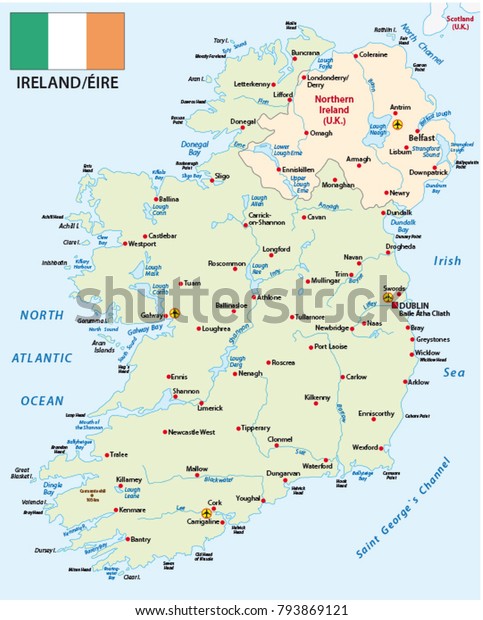 Republic Ireland Vector Map Flag Stock Vector (Royalty Free) 793869121