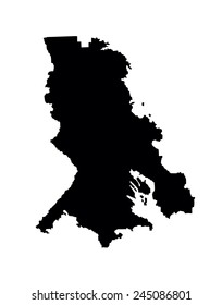 Republic of Karelia vector map silhouette isolated on white background. High detailed illustration. Russia oblast map illustration.