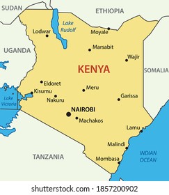 Republic Of Kenya - Vector Map