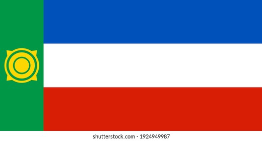 Republic of Khakassia flag vector illustration, Russia. Russian federation territory.