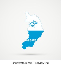 Republic of Khakassia map in Mountainous Shoria flag colors, editable vector.