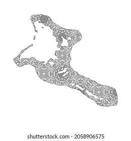 Republic of Kiribati map with mandala Design. Vector Illustration