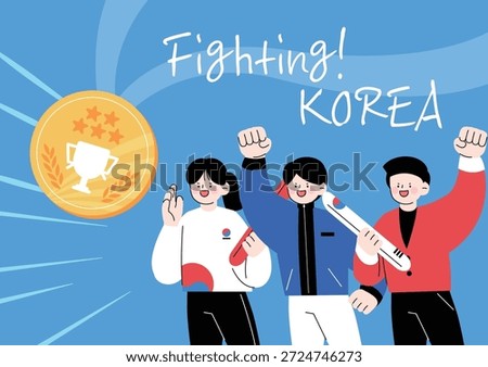 Republic of Korea, cheering fighting character illustration