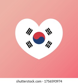 Republic of Korea country heart flag. South Korean national symbol.