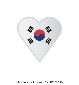 Republic of Korea country heart flag. South Korean national symbol.