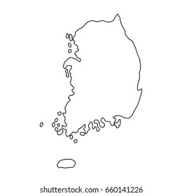 The Republic of Korea map of black contour curves of vector illustration