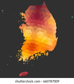 The Republic of Korea Map of Polygonal Style 