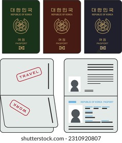 republic of Korea passport. a passport of various colors. a slightly abstract picture of the passport.