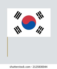 Republic of Korea vector flag on a stick. Design element. Signs and symbols. Flags.