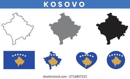 Mapa y Vector de la Bandera de la República de Kosovo.