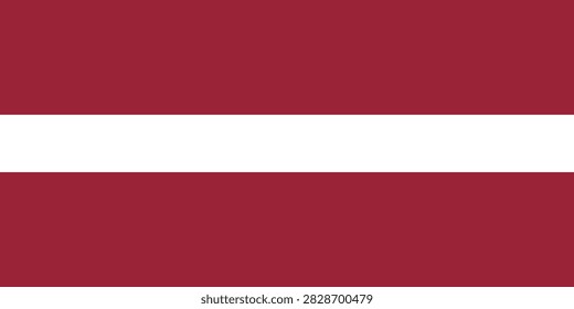 Republic of Latvia Flag Vector Illustration Featuring Carmine Red and White Horizontal Stripe Design