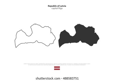 Republic of Latvia isolated map and official flag icons. vector Latvian political maps over white background. European Union country geographic banner template. vector, EU travel map