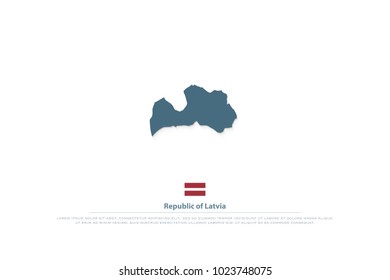 Republic of Latvia isolated maps and official flag icon. vector Latvian territory logotype. European country geographic banner template