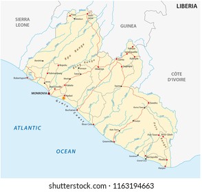 Republic of Liberia road vector map