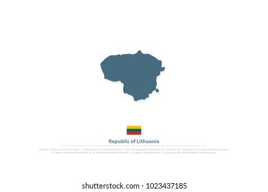 Republic of Lithuania isolated map and official flag icon. vector Lithuanian territory logotype. European country geographic banner template