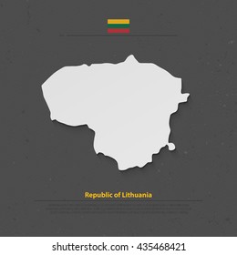 Republic of Lithuania isolated map and official flag icons. vector Lithuanian political map 3d illustration over grunge background. Northern Europe State geographic banner template