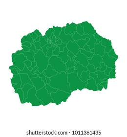 Republic of Macedonia map isolated on transparent background. high detailed Green map of Republic of Macedonia. Blank Green similar Republic of Macedonia map isolated on white background.