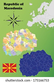 Republic of Macedonia vector set. Isolated.