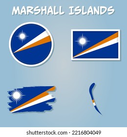 Flagge und Karte der Marshallinseln.