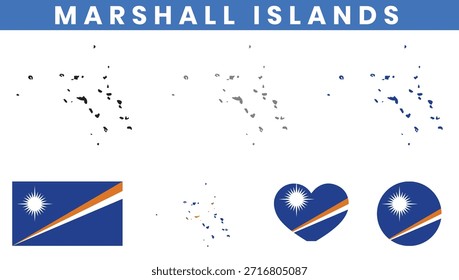 Republik der Marshallinseln Karte und Flaggenvektorsatz