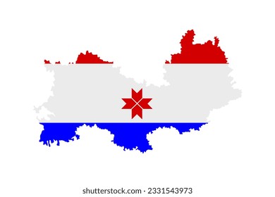 Republic of Mordovia map flag vector silhouette illustration isolated on white background. High detailed Russia oblast map. Mordovia flag map. Russian federation territory. Mordovia map flag.