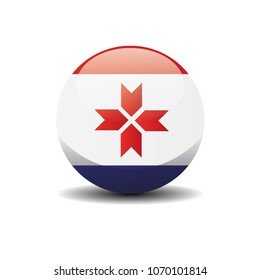 Republic of Mordovia national circle button flag background texture. 3D vector, illustration, symbol federal subject of Russia.