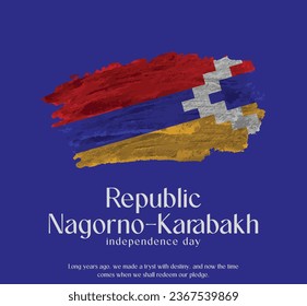 Republic Nagorno-Karabakh Flag Made of Glitter Sparkle Brush Paint Vector, Celebrating republicN agorno-Karabakh Independence Day.