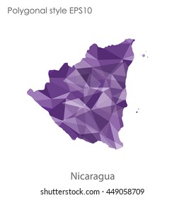 Republic of Nicaragua in geometric polygonal style.Abstract gems triangle,modern design background. Vector illustration EPS10