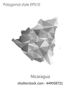 Republic of Nicaragua in geometric polygonal style.Abstract gems triangle,modern design background. Vector illustration EPS10