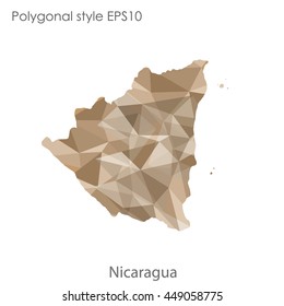 Republic of Nicaragua in geometric polygonal style.Abstract gems triangle,modern design background. Vector illustration EPS10